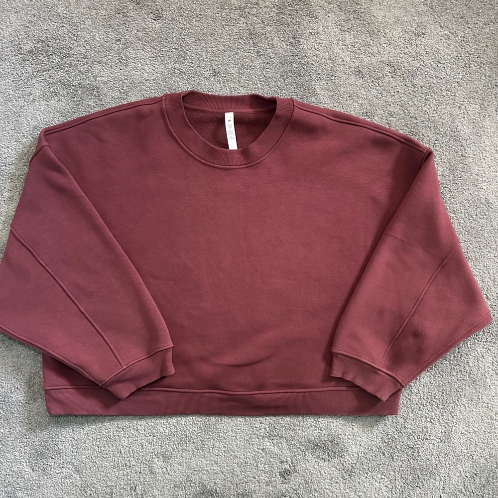 Lululemon Perfectly Oversized Cropped Crewneck Women XL/XXL Red Wine Fleece